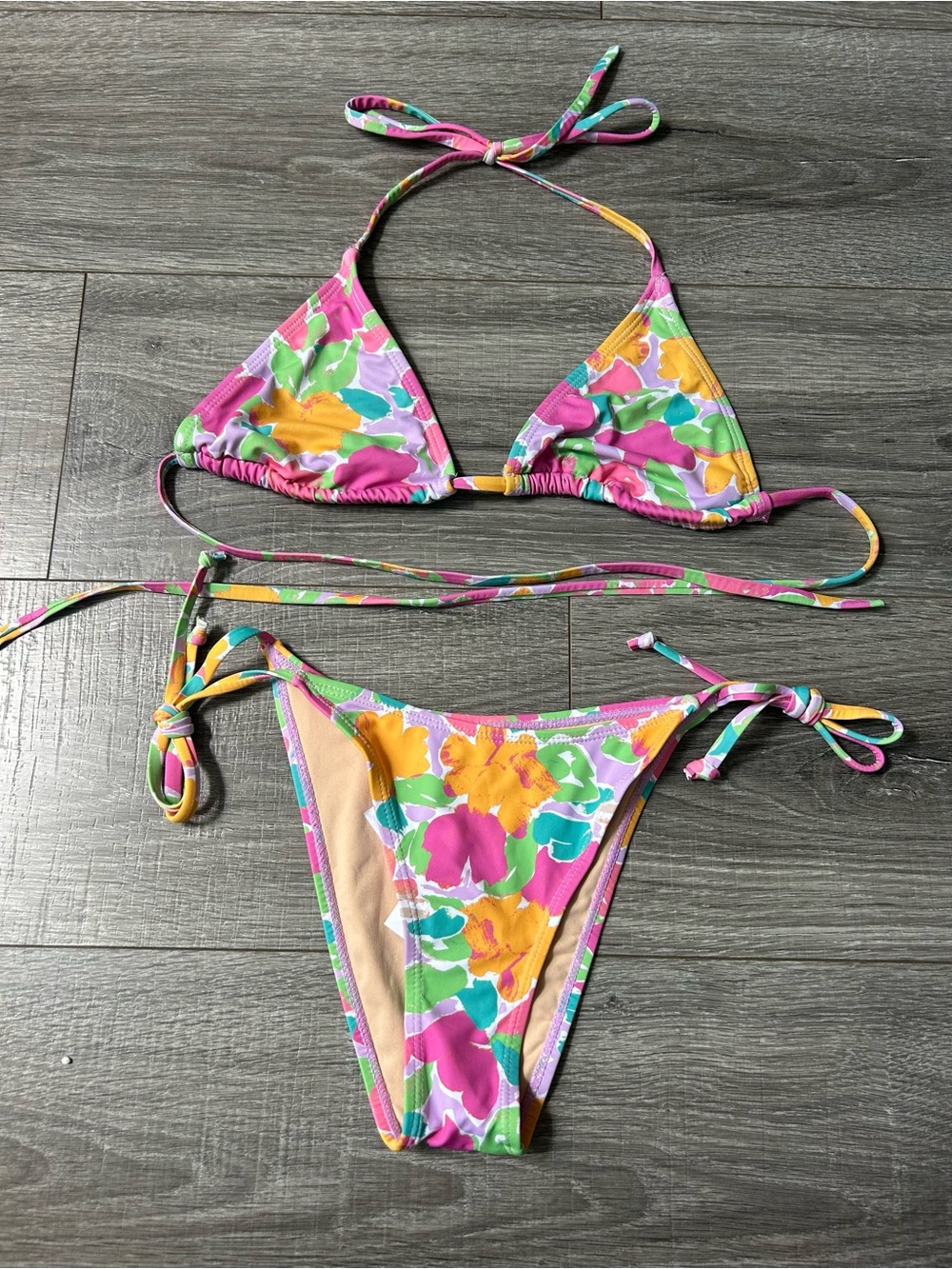 Cotton On Celeste Floral White & Pink Tie-Side Brazilian Bikini Bottom